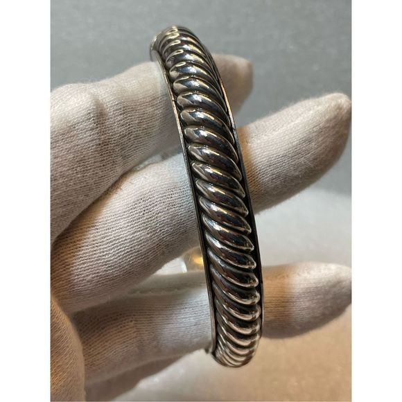 Brighton Textured Faux Mabe Pearl Tension Bangle - Picture 5 of 10